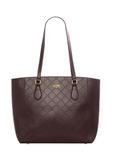Bordowa shopperka damska z monogramem TOREC-1291-4P(Z26)