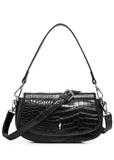 Mała czarna torebka damska croco TOREC-1264-9G(Z26)