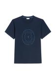 Granatowy bawełniany T-shirt męski z nadrukiem TSHMT-0152-7E(Z26)