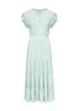 Długa sukienka miętowa w kwiaty SUKDT-0187-53(W25)