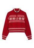 Czerwony sweter damski z norweskim wzorem SWEDT-0273-4B(Z26)