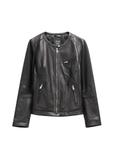 Czarna skórzana kurtka damska PLUS SIZE KURDS-0154L-99(W26)