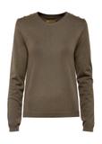 Khaki bluzka damska z długim rękawem LSLDT-0039-54(W25)