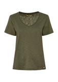 Bawełniany T-shirt damski khaki TSHDT-0135-55(W25)