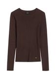 Brązowy prążkowany longsleeve damski LSLDT-0028-1I(W26)