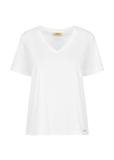 Kremowy T-shirt damski basic TSHDT-0120-12(W25)