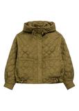 Oliwkowa krótka pikowana kurtka oversize KURDT-0660-8D(W26)