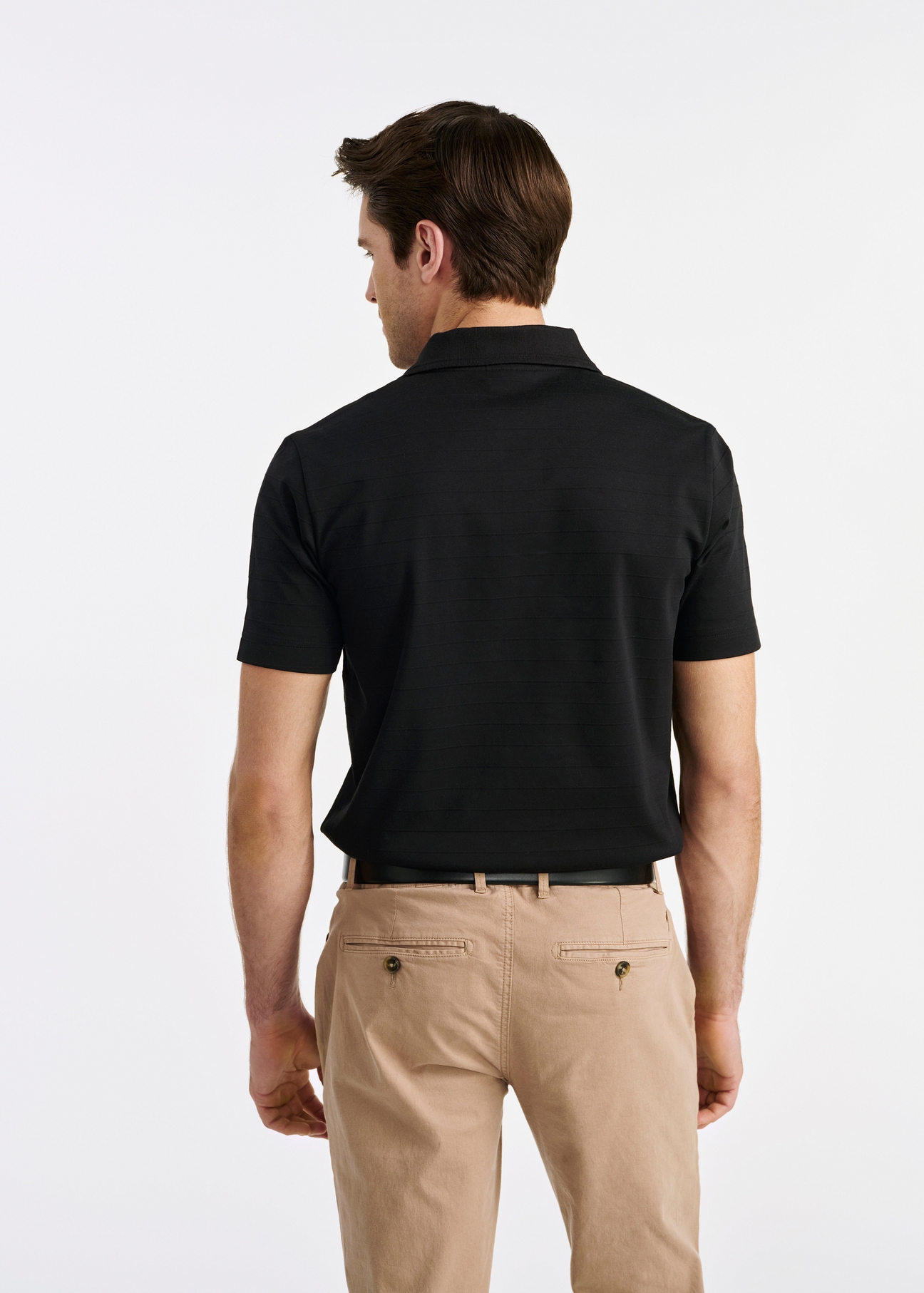 Bawełniana czarna koszulka polo POLMT-0076-99(W25)-03