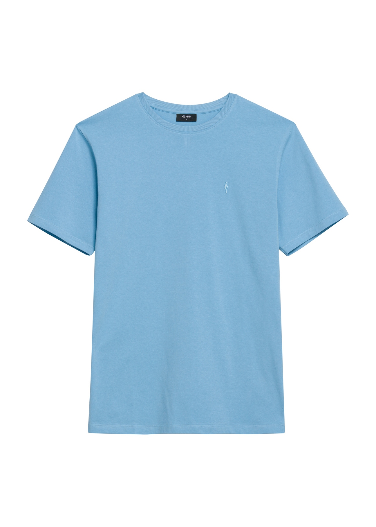 Błękitny t-shirt męski TSHMT-0120-62(Z25), widok produktu z przodu na białym tle.