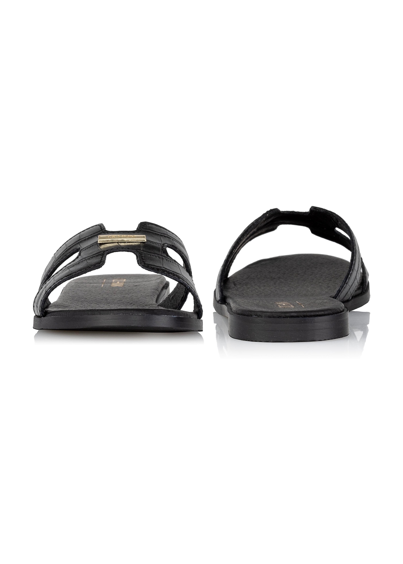 Czarne klapki damskie croco BUTYD-0725C-98(W25)-03