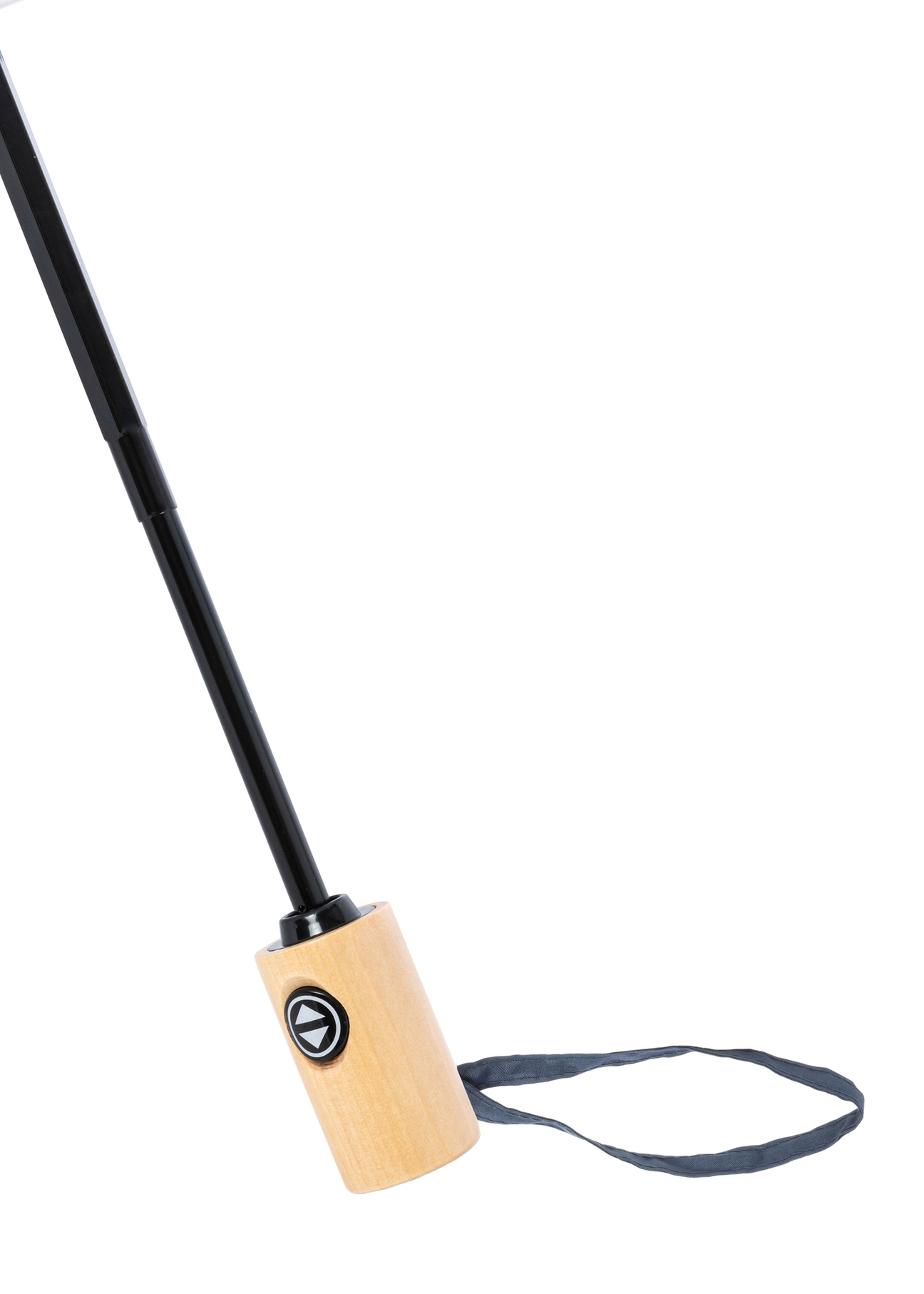 Granatowy składany parasol damski PARSD-0034-7D(W26), widok rączki produktu na białym tle.