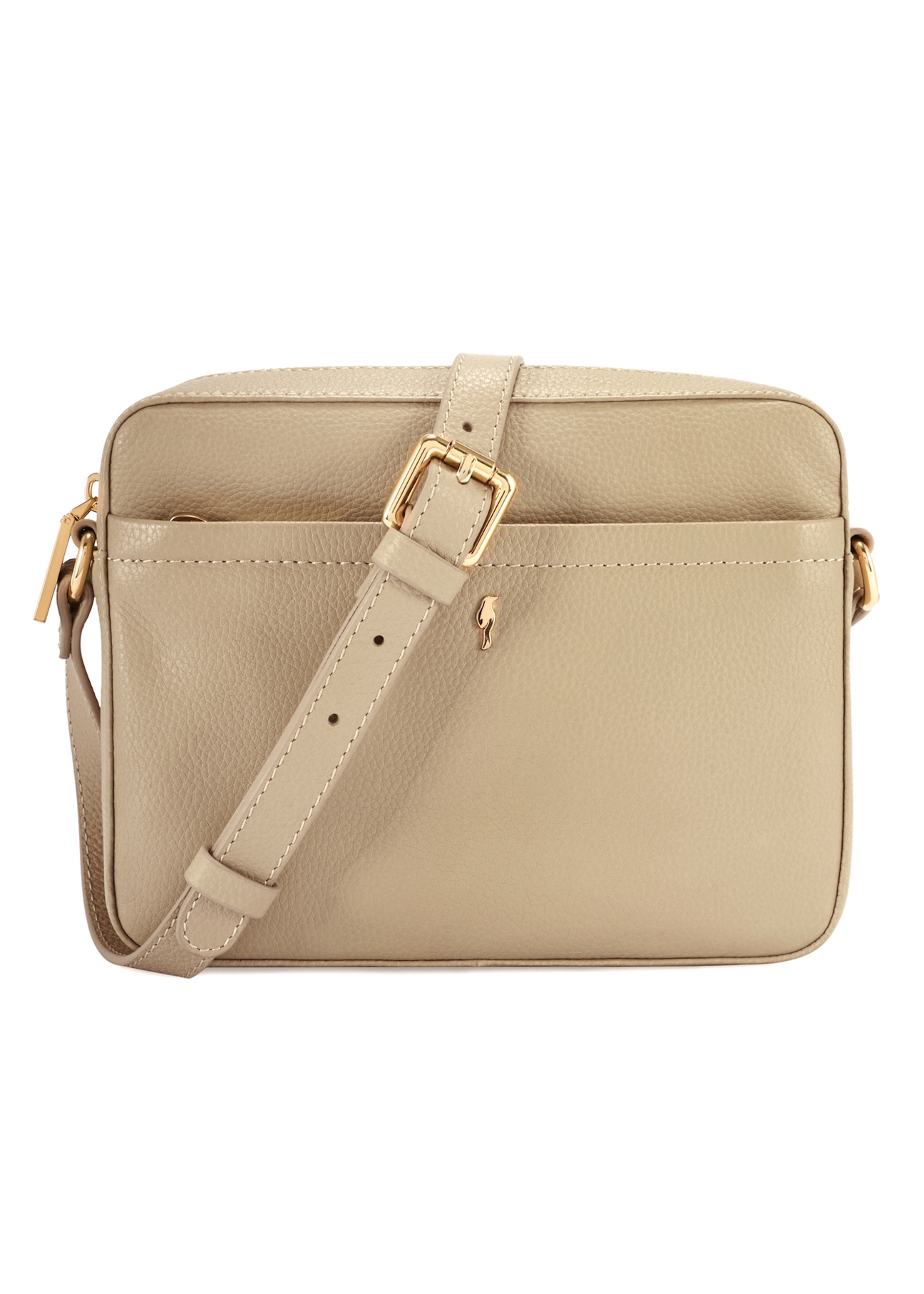 Beżowa mała skórzana torebka damska TORES-1269-1B(W26)