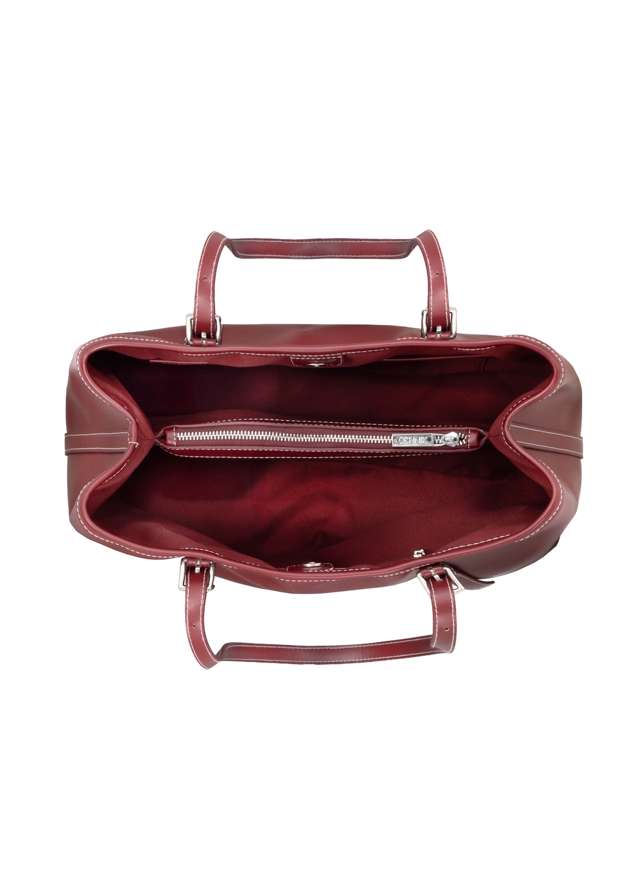 Bordowa duża torebka shopper TOREC-1381-4C(Z26), widok produktu w środku na białym tle.