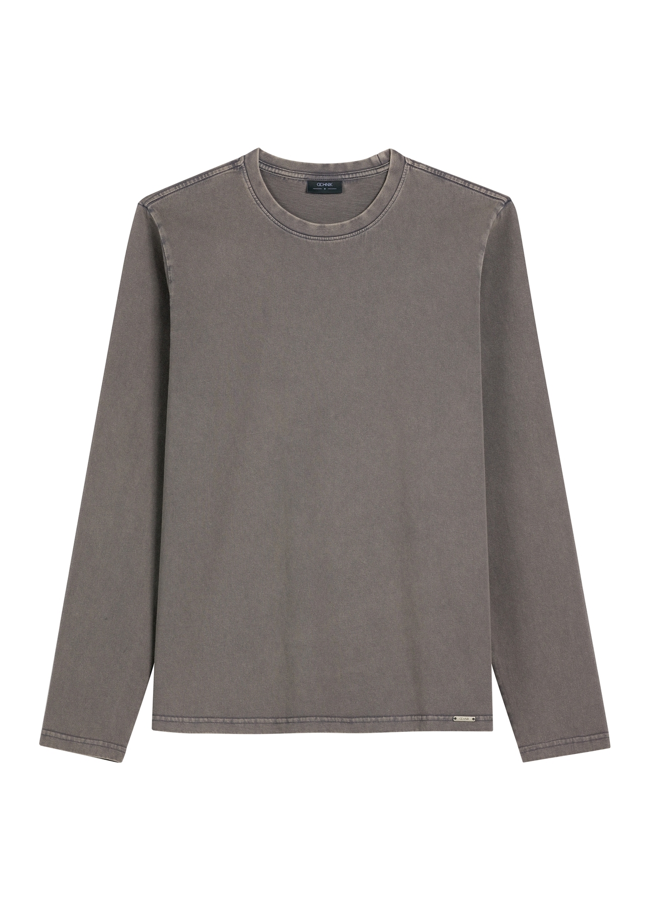 Szary longsleeve męski LSLMT-0012-9D(W26), widok produktu z przodu na białym tle.