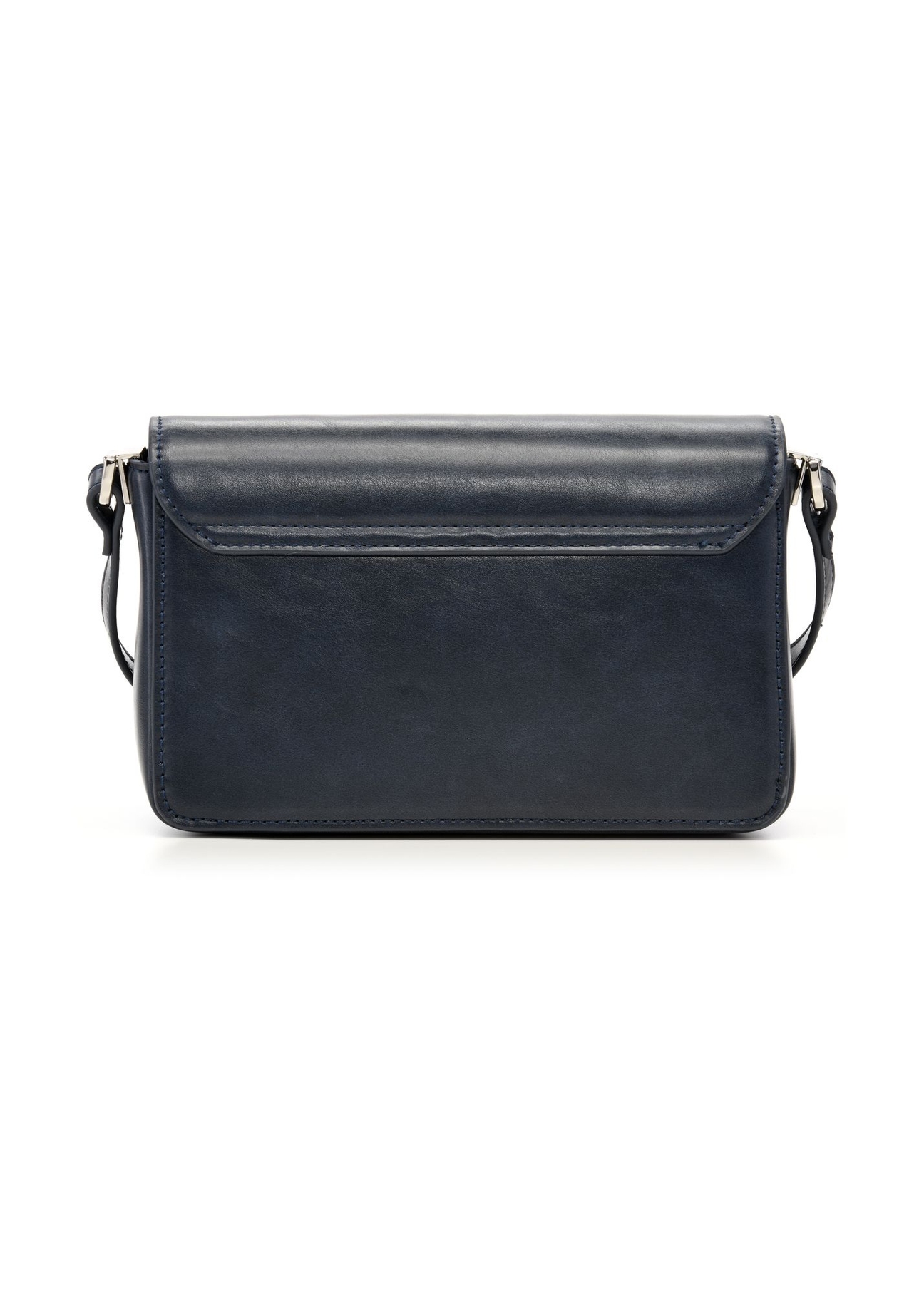 Elegancka granatowa torebka damska TOREC-1251-7E(Z26) - widok produktu z tyłu, na białym tle.