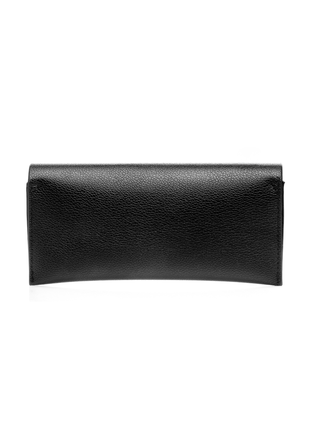 Czarne etui na okulary z imitacji skóry POREC-0434-99(W26), widok produktu z tyłu na białym tle.