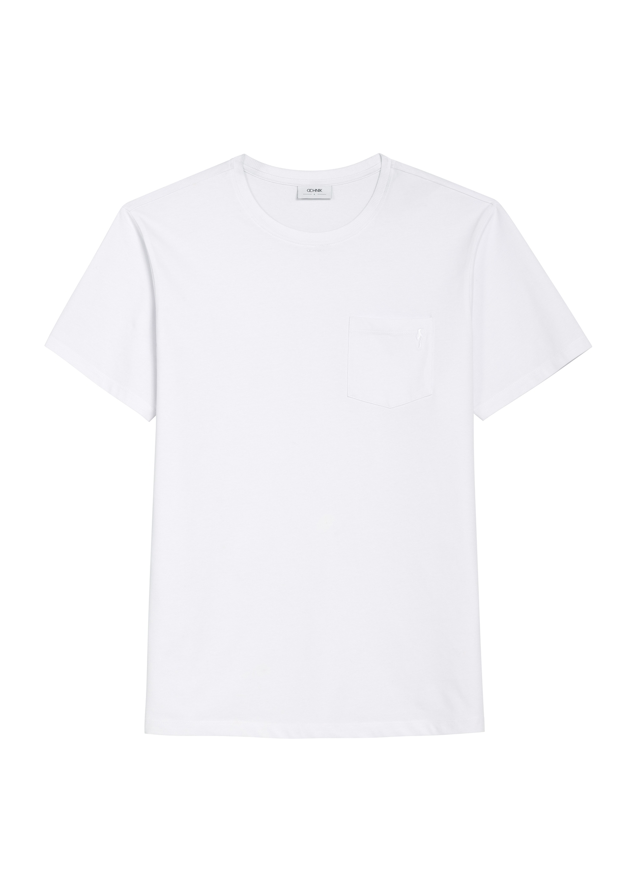 Biały T-shirt męski TSHMT-0137-0A(W26), widok produktu z przodu na białym tle.