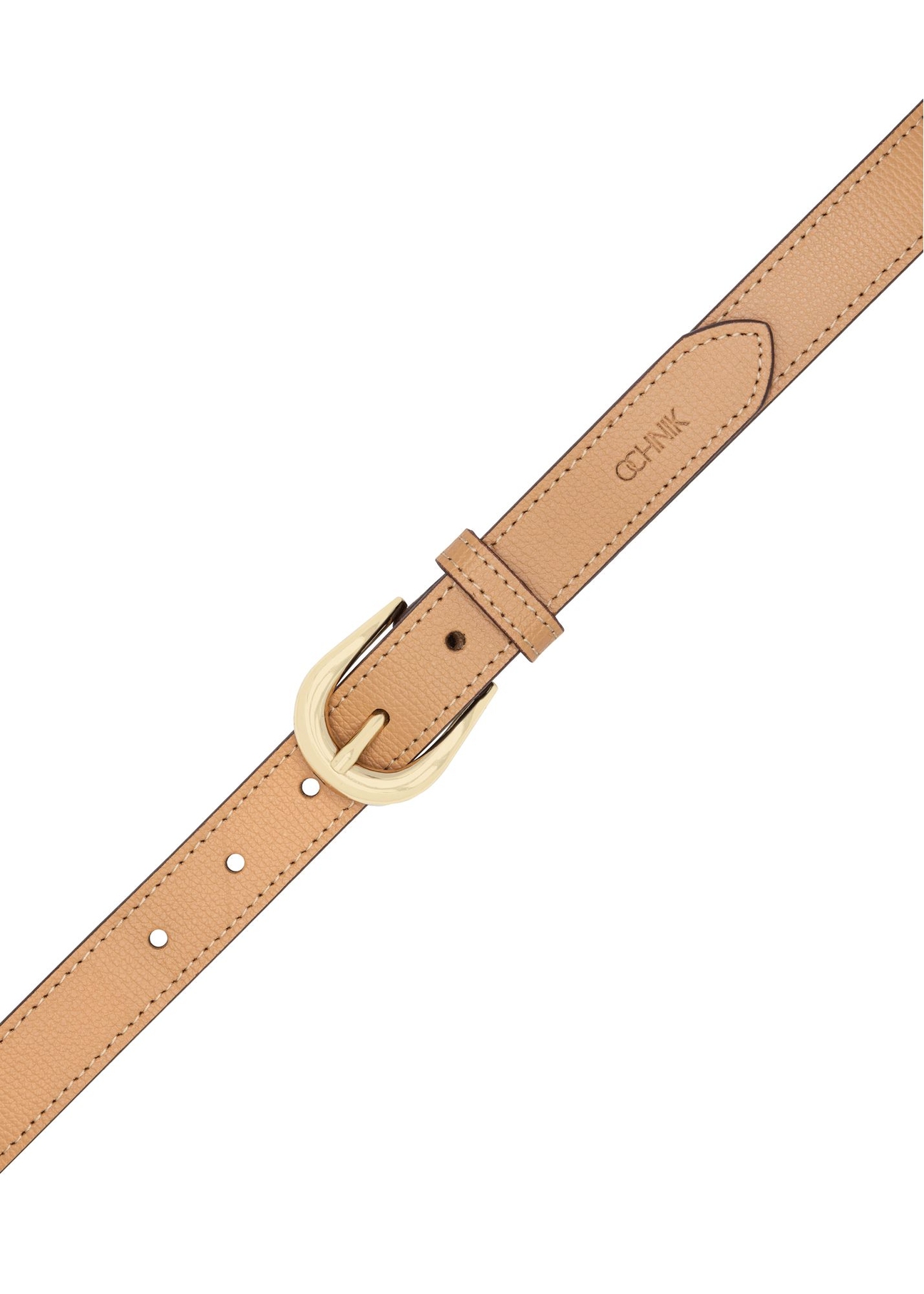 Ciemnobeżowy skórzany pasek damski PASDS-0303-1C(W26)