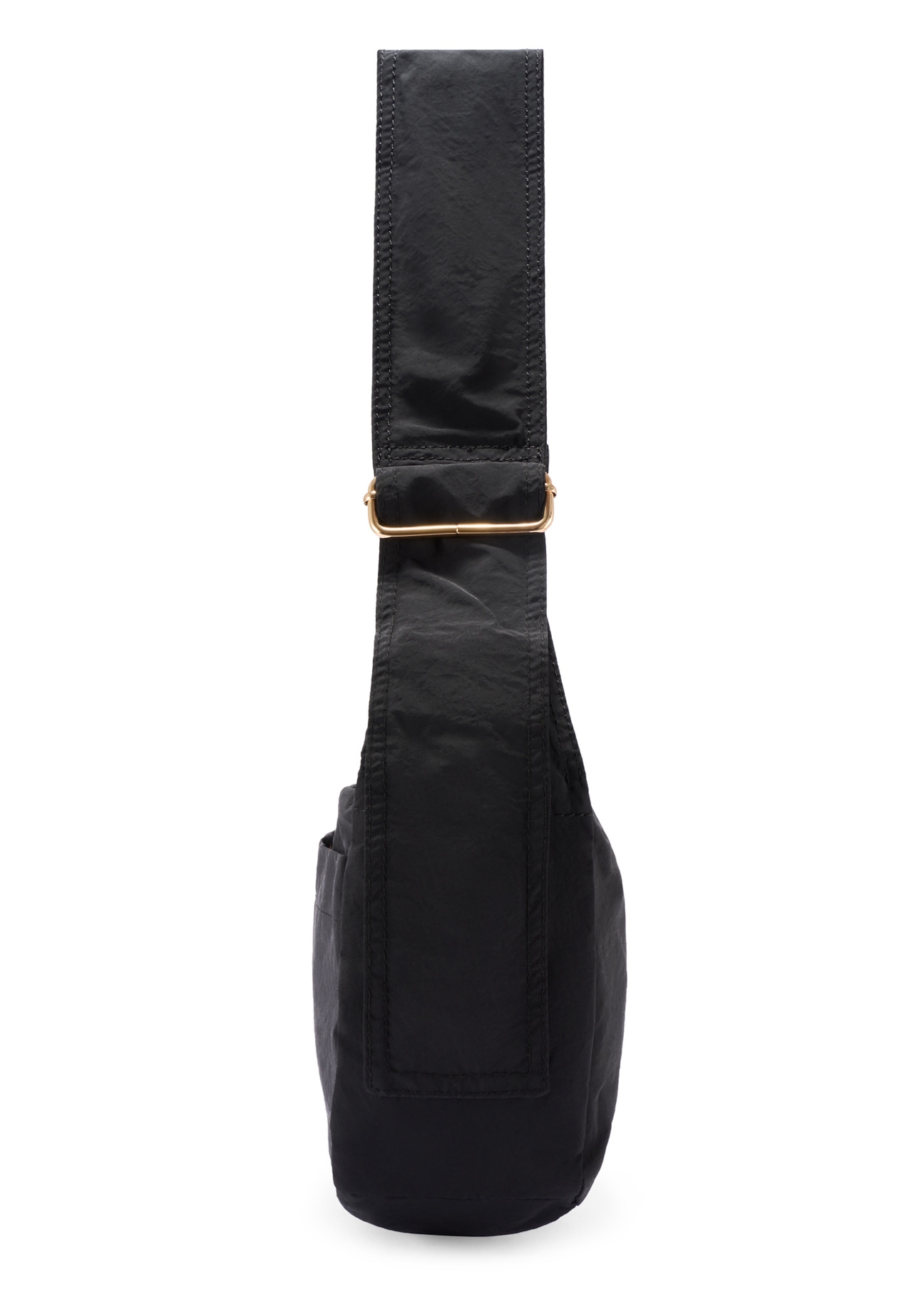 Nylonowa torebka damska w kolorze czarnym TOREN-0338-99(W26), widok produktu z boku na białym tle.