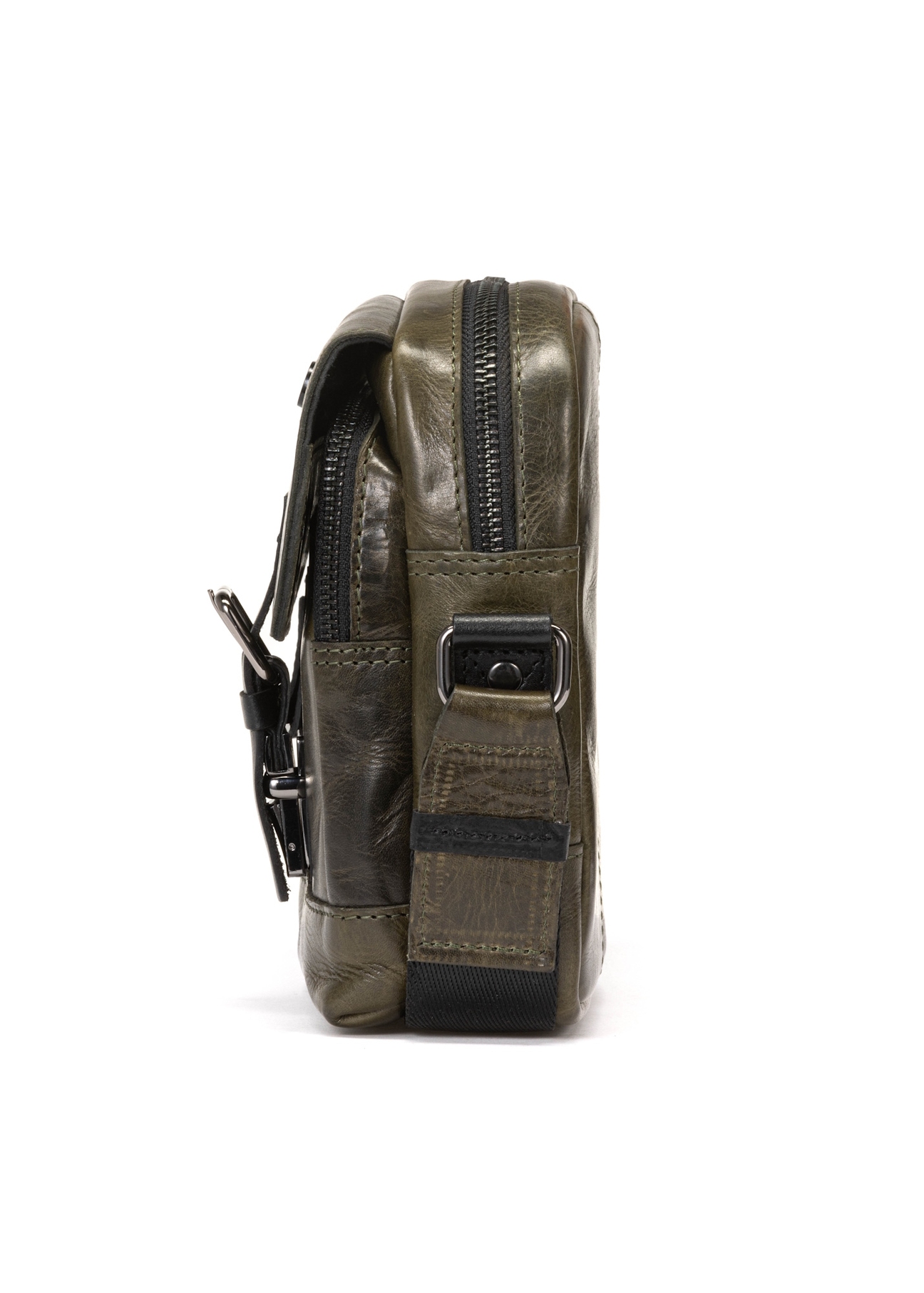 Skórzana zielona torba męska z klapą TORMS-0105C-54(W25)-03