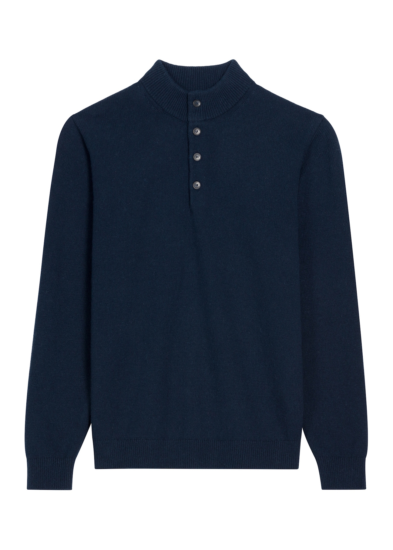Ciemnogranatowy sweter męski z domieszką wełny SWEMT-0215-7E(Z26), widok produktu z przodu na jasnym tle.