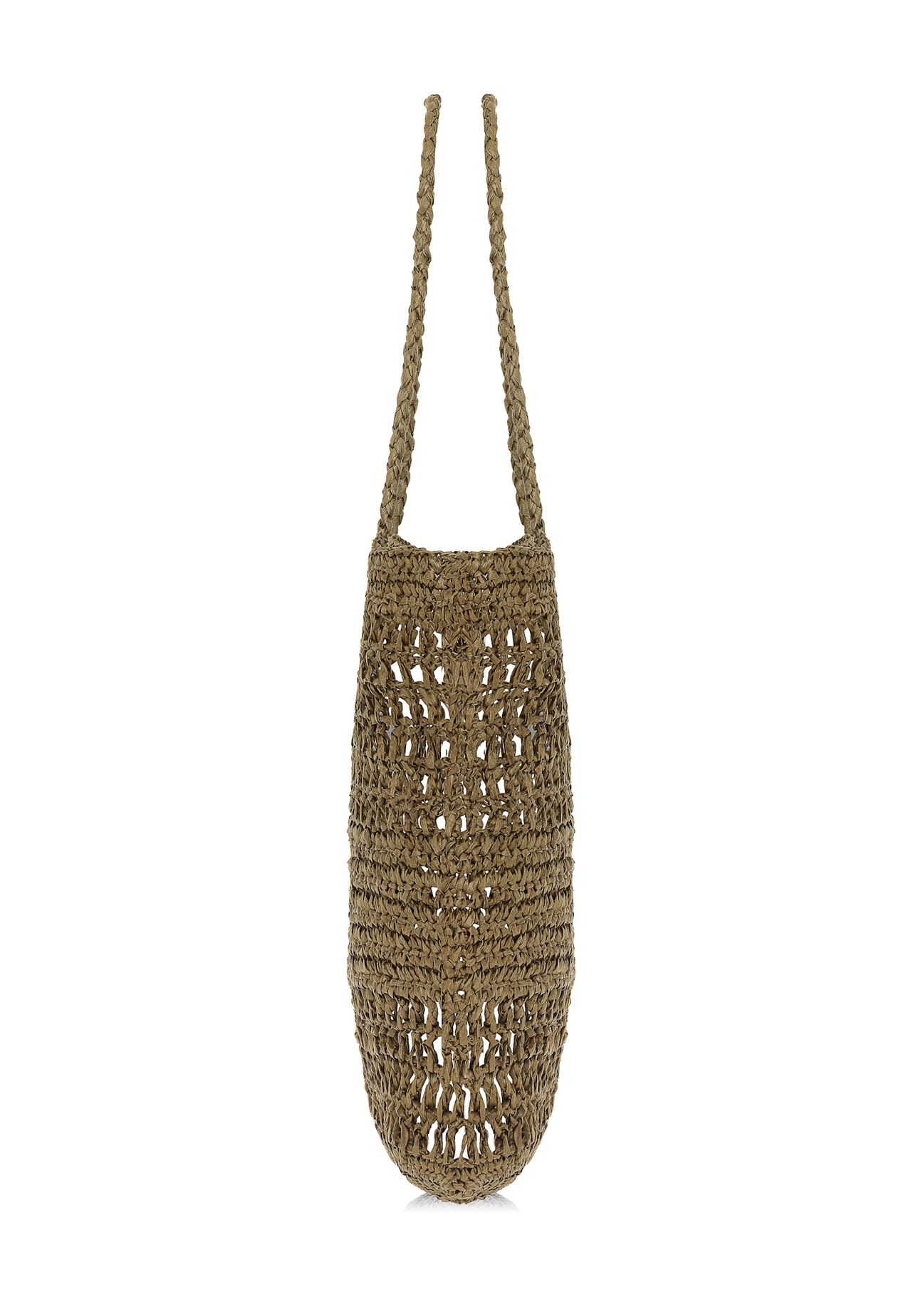 Słomkowa khaki torebka shopper damska TOREC-0924A-55(W25), widok boku produktu na białym tle.