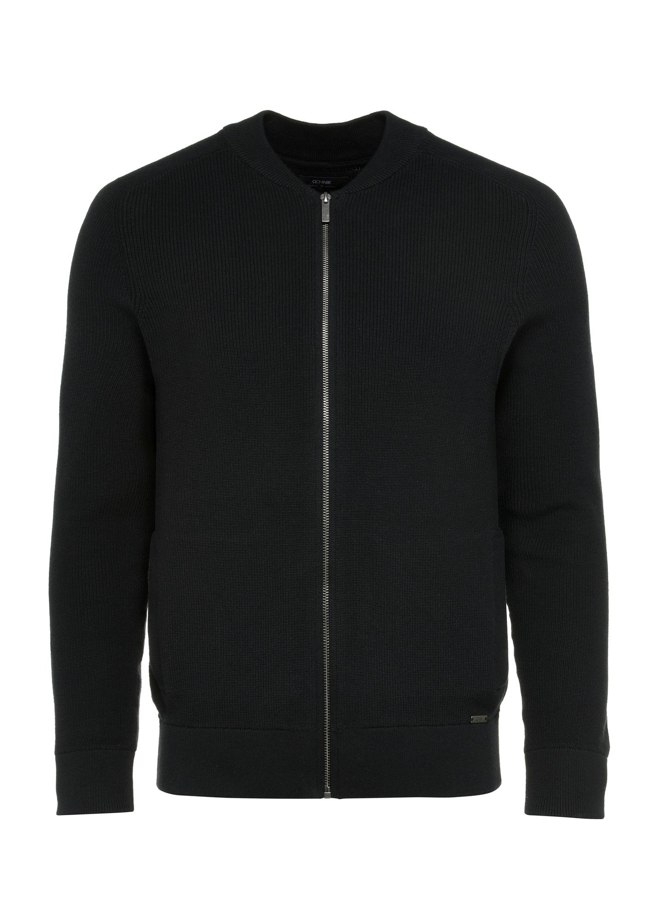 Czarny sweter męski na suwak SWEMT-0164-99(W25)-07