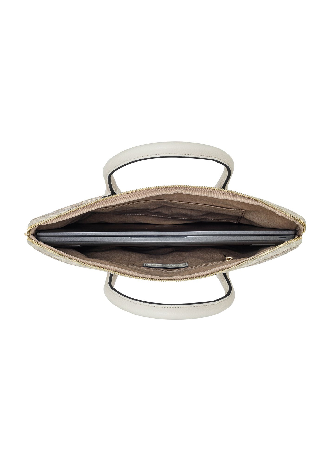Beżowa damska torba na laptopa z monogramem TOREC-1027-81(W25)-05