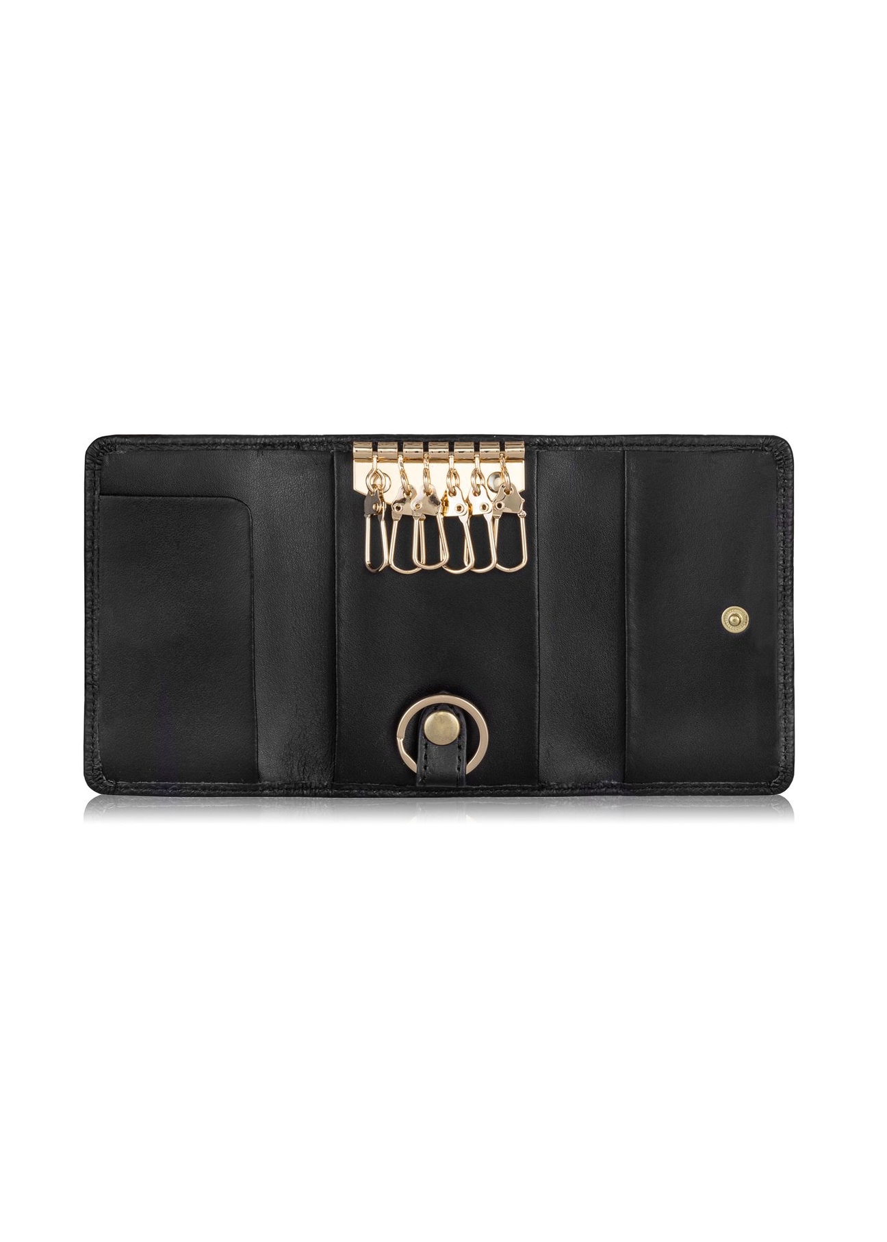 Skórzane czarne etui na klucze damskie PORES-0894-99(Z23)-04