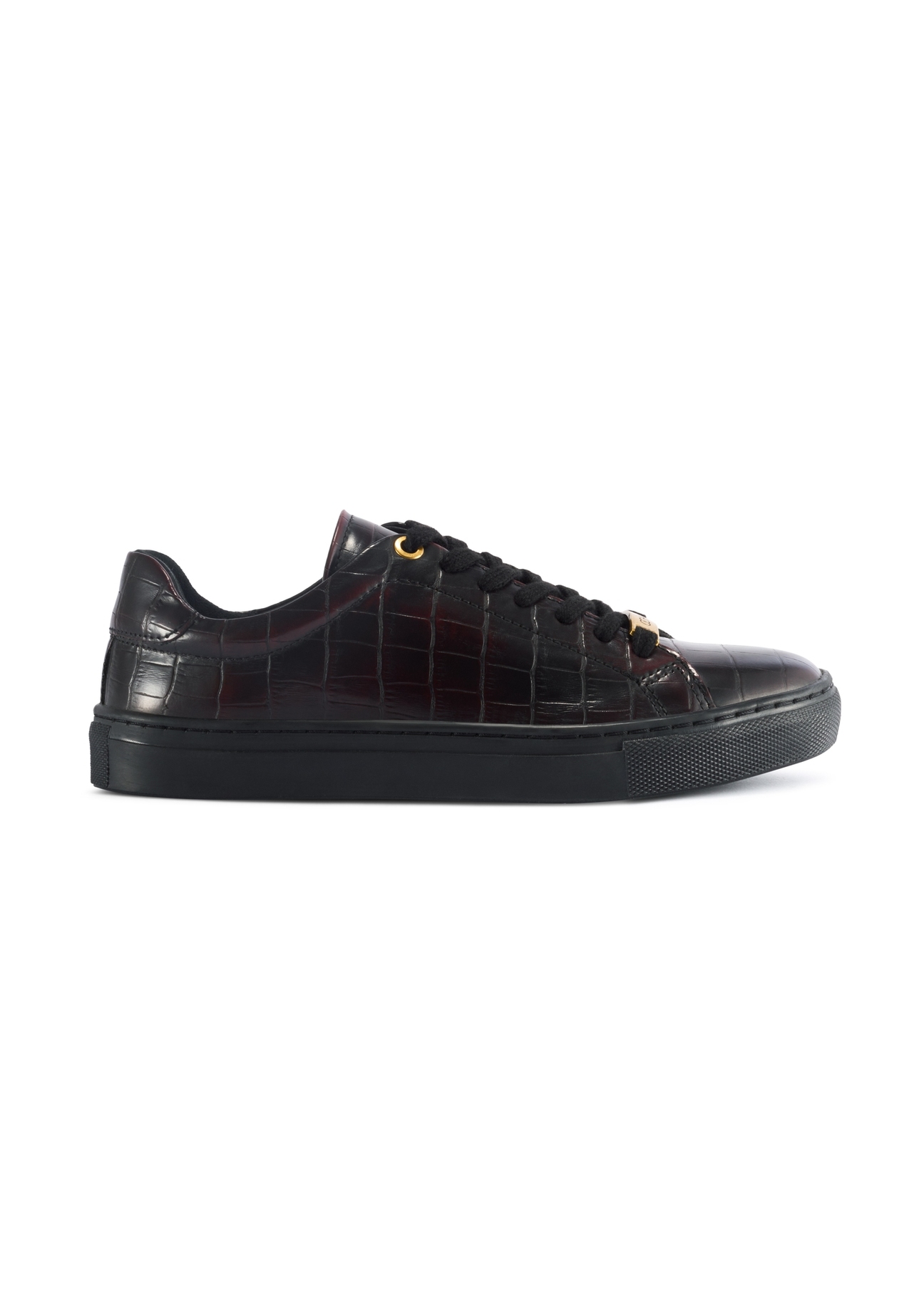 Skórzane buty damskie w kolorze bordowym BUTYD-1188-09(Z25), widok produktu od boku na białym tle.