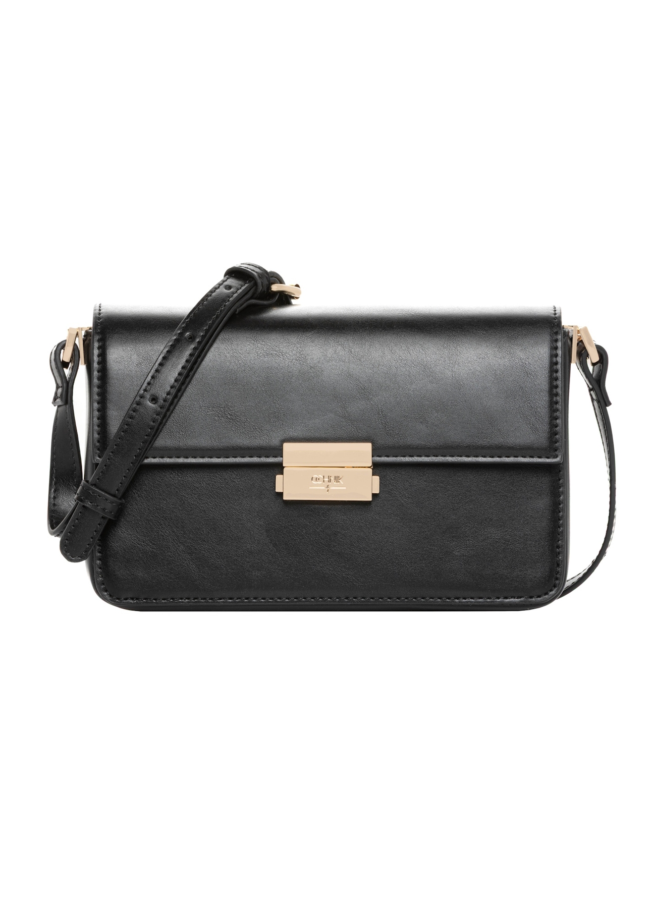 Elegancka czarna torebka damska TOREC-1251-99(Z26), widok produktu z przodu na białym tle.