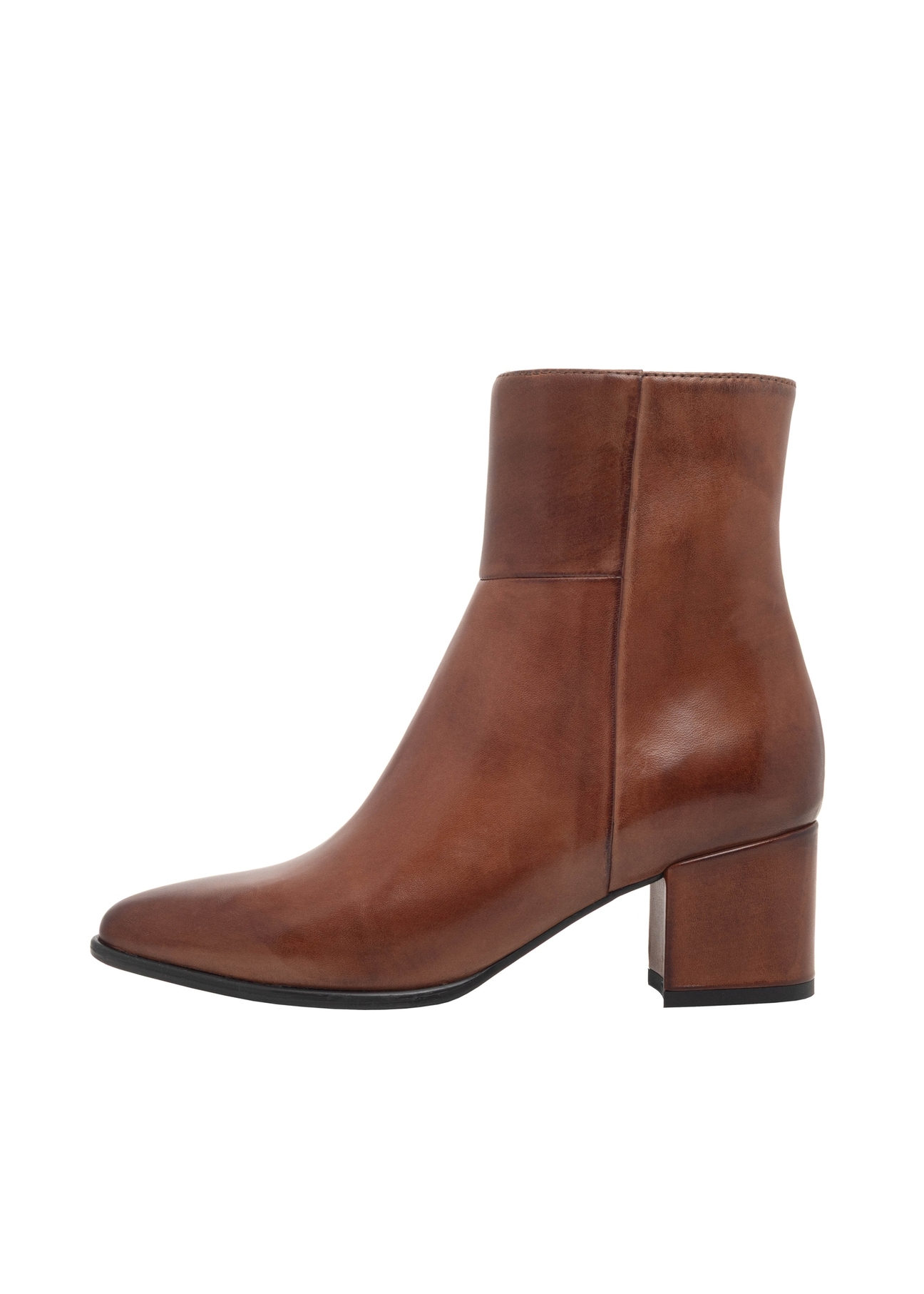 Skórzane botki damskie w kolorze koniaku BUTYD-1186-1F(Z26)