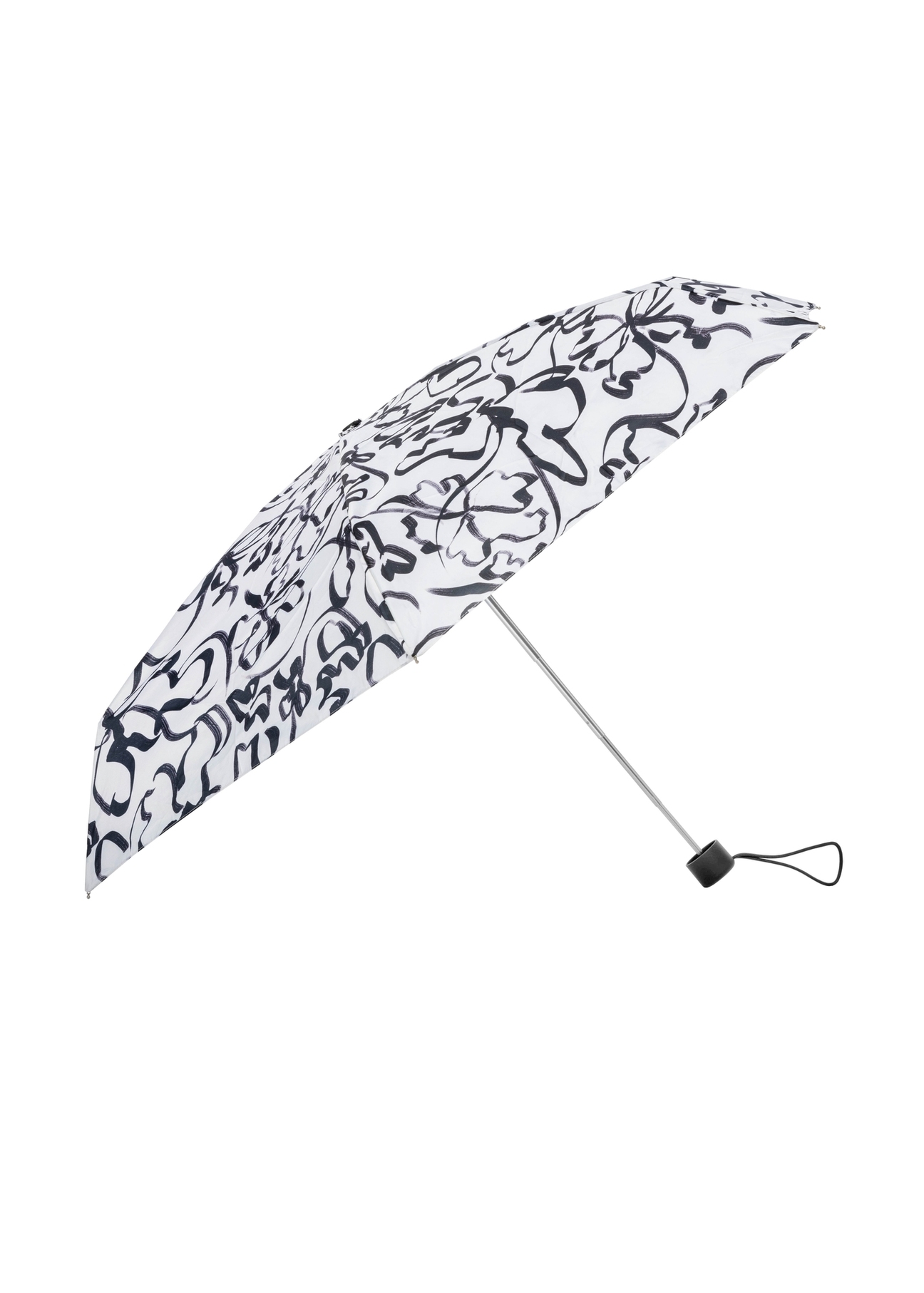 Składany mały parasol damski w kolorze kremowym PARSD-0036-0P(W26), widok produktu z przodu na białym tle.