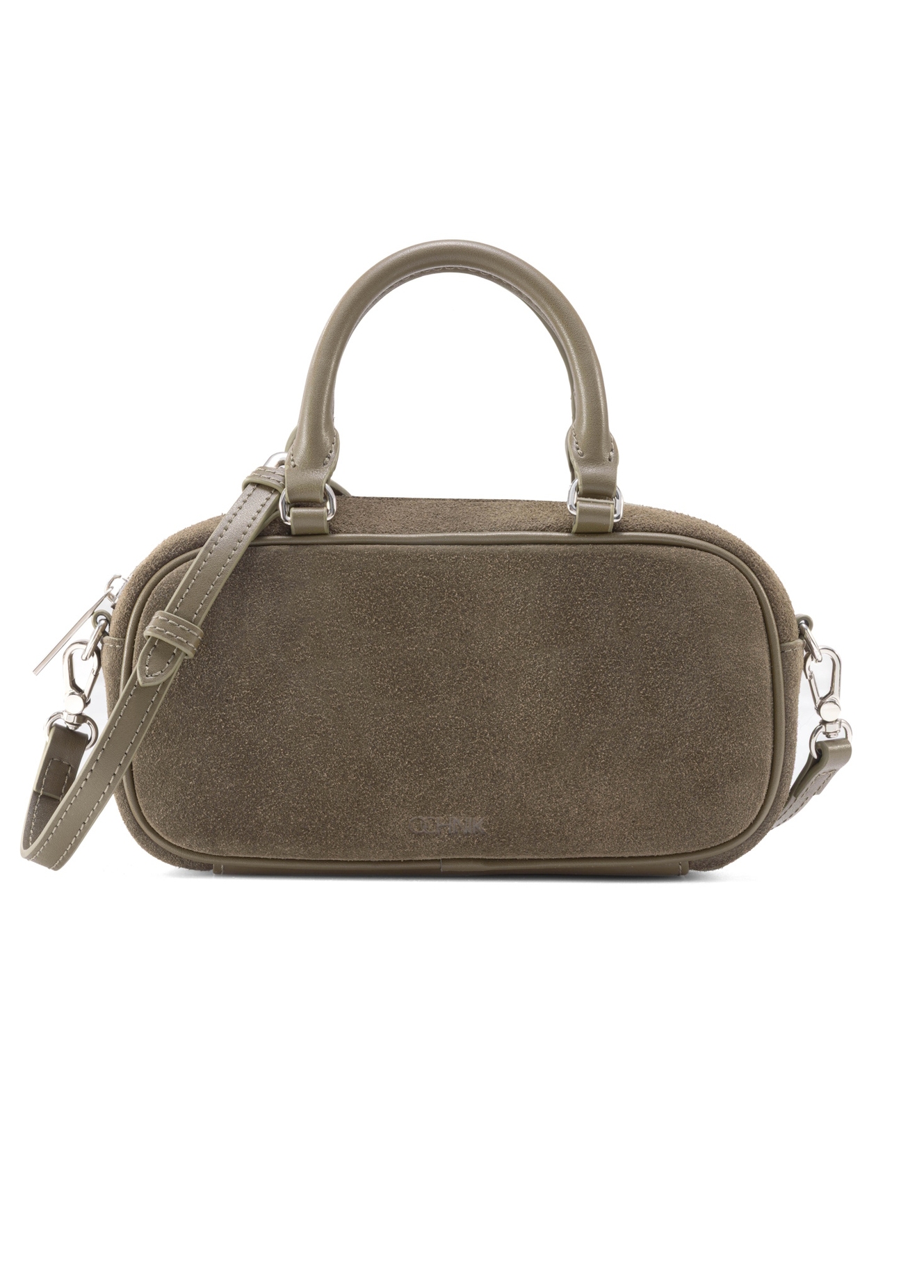 Torebka damska khaki na ramię TORES-1193-55 (Z25), widok produktu z przodu na białym tle.
