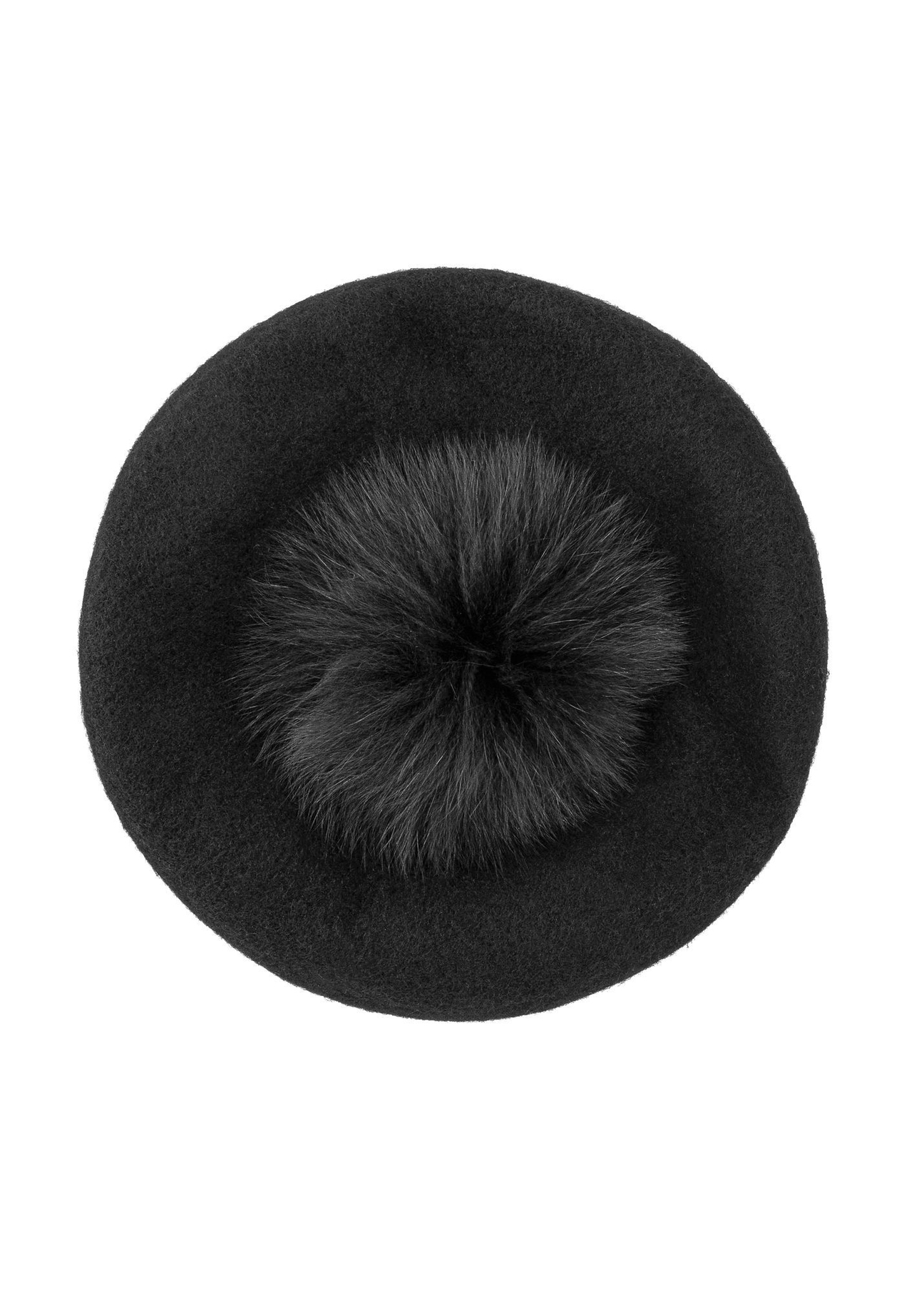 Czarny wełniany beret damski CZADT-0181-99(Z24)-01