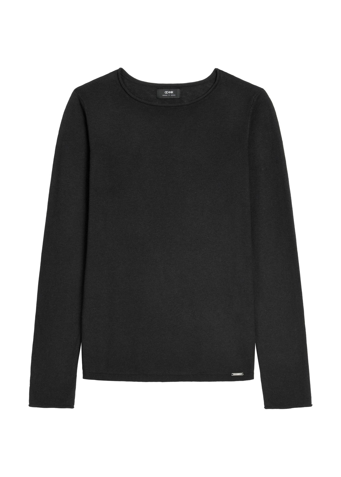 Czarny sweter damski z kaszmirem SWEDT-0260-99(Z26) - widok produktu z przodu, na białym tle. 