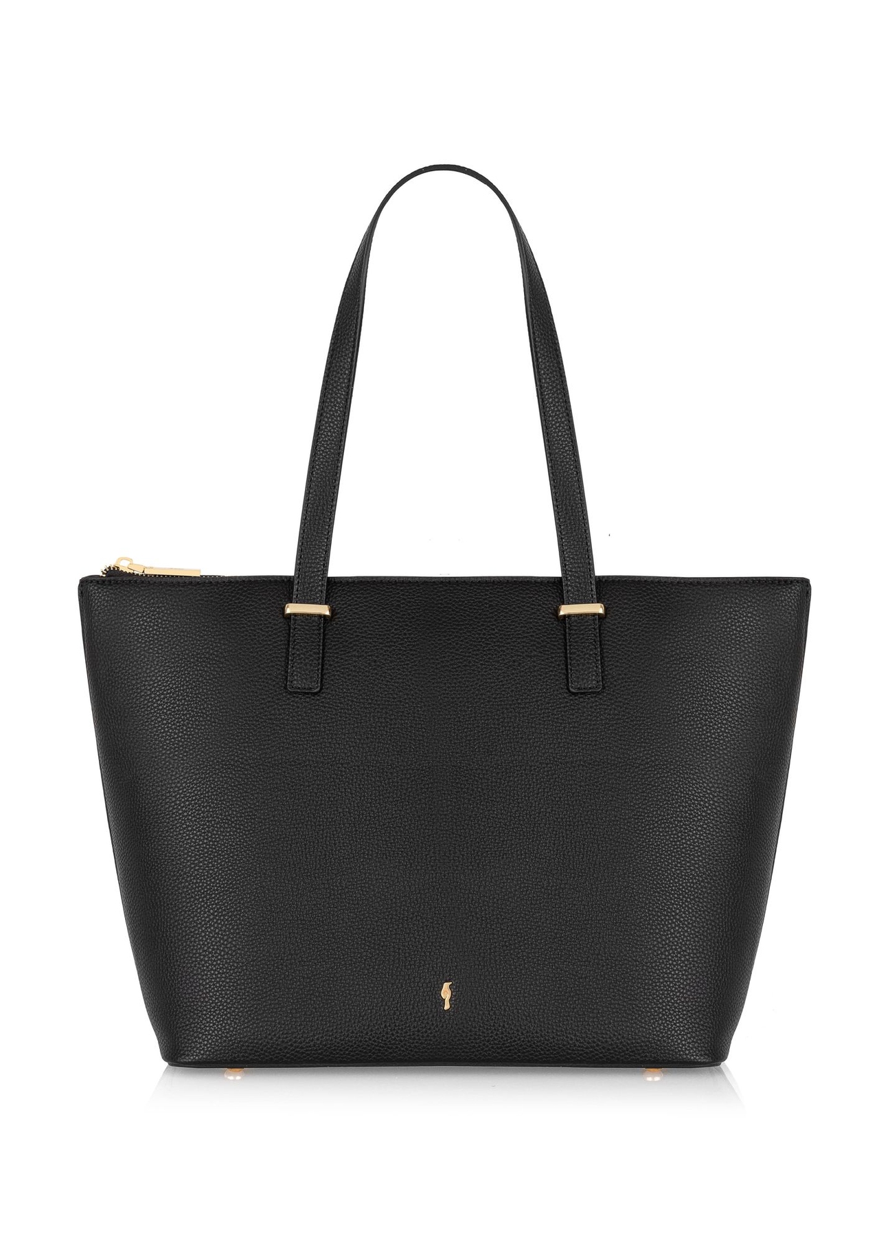 Czarna torebka shopper damska TOREC-0953A-99(Z25), widok produktu od przodu na białym tle.