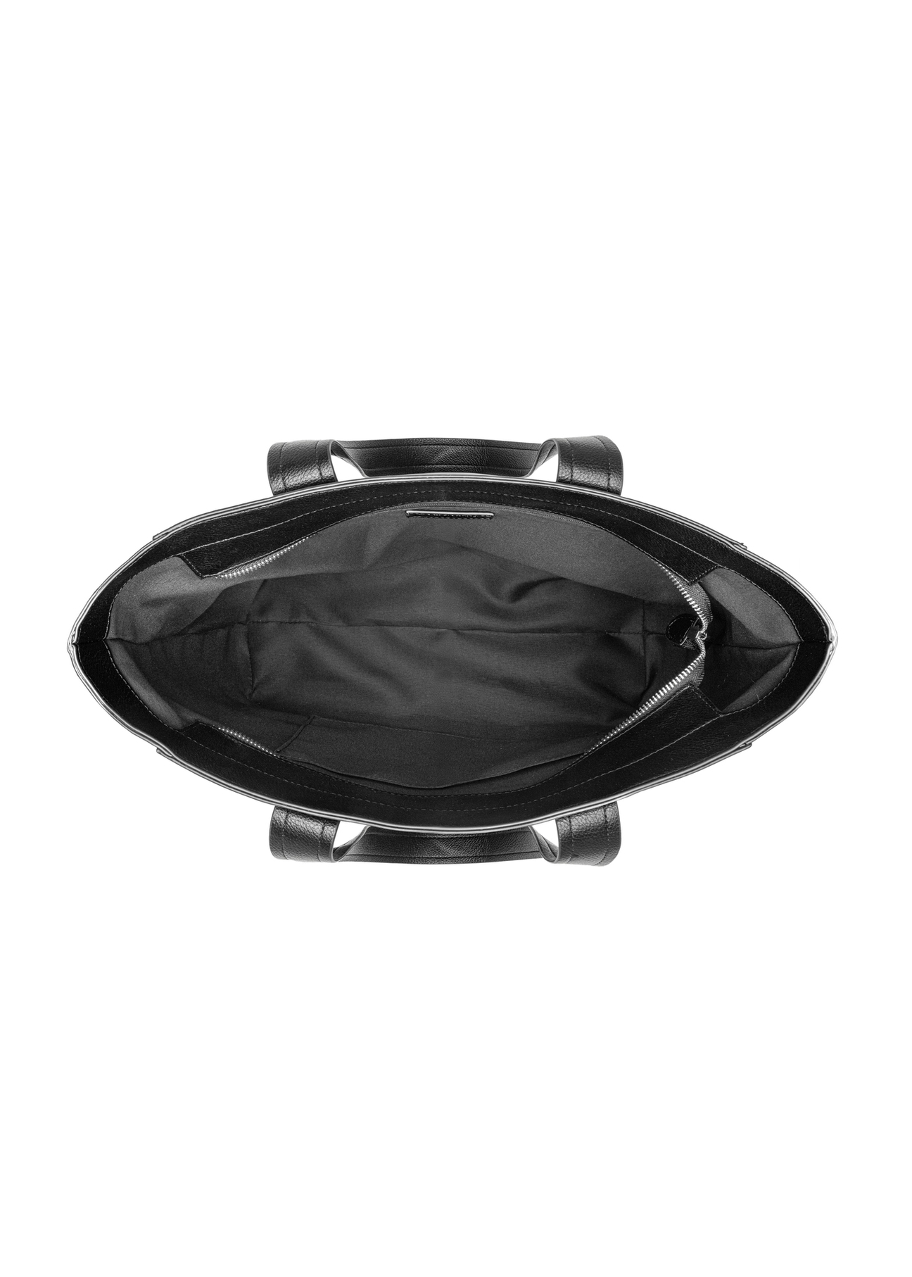 Czarna torebka damska shopper TOREC-1133-99(W26), widok produktu od środka na białym tle.