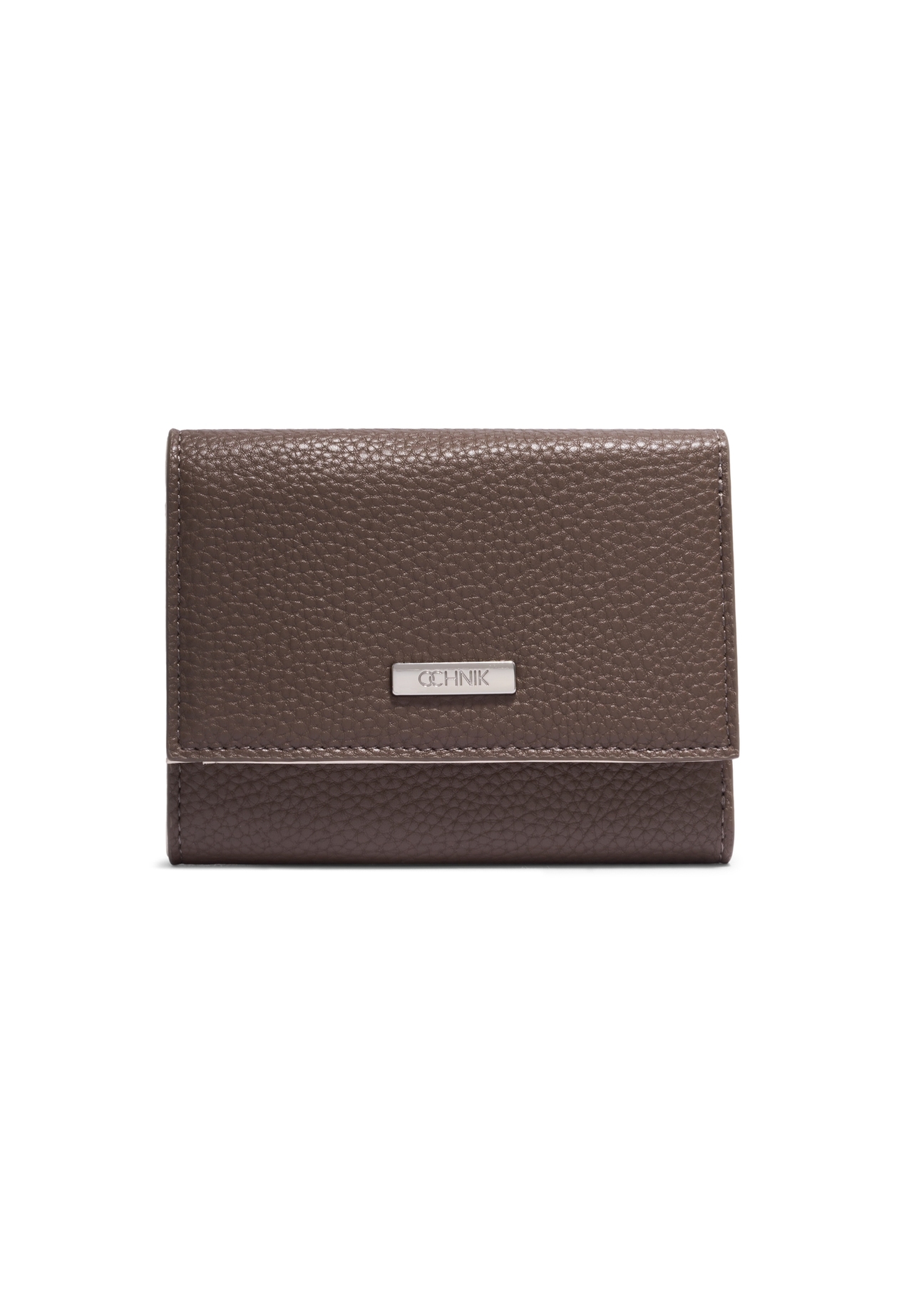 Ciemnobeżowy portfel damski z kremowym wnętrzem POREC-0440-1K(Z26) - widok produktu z przodu, na białym tle. 
