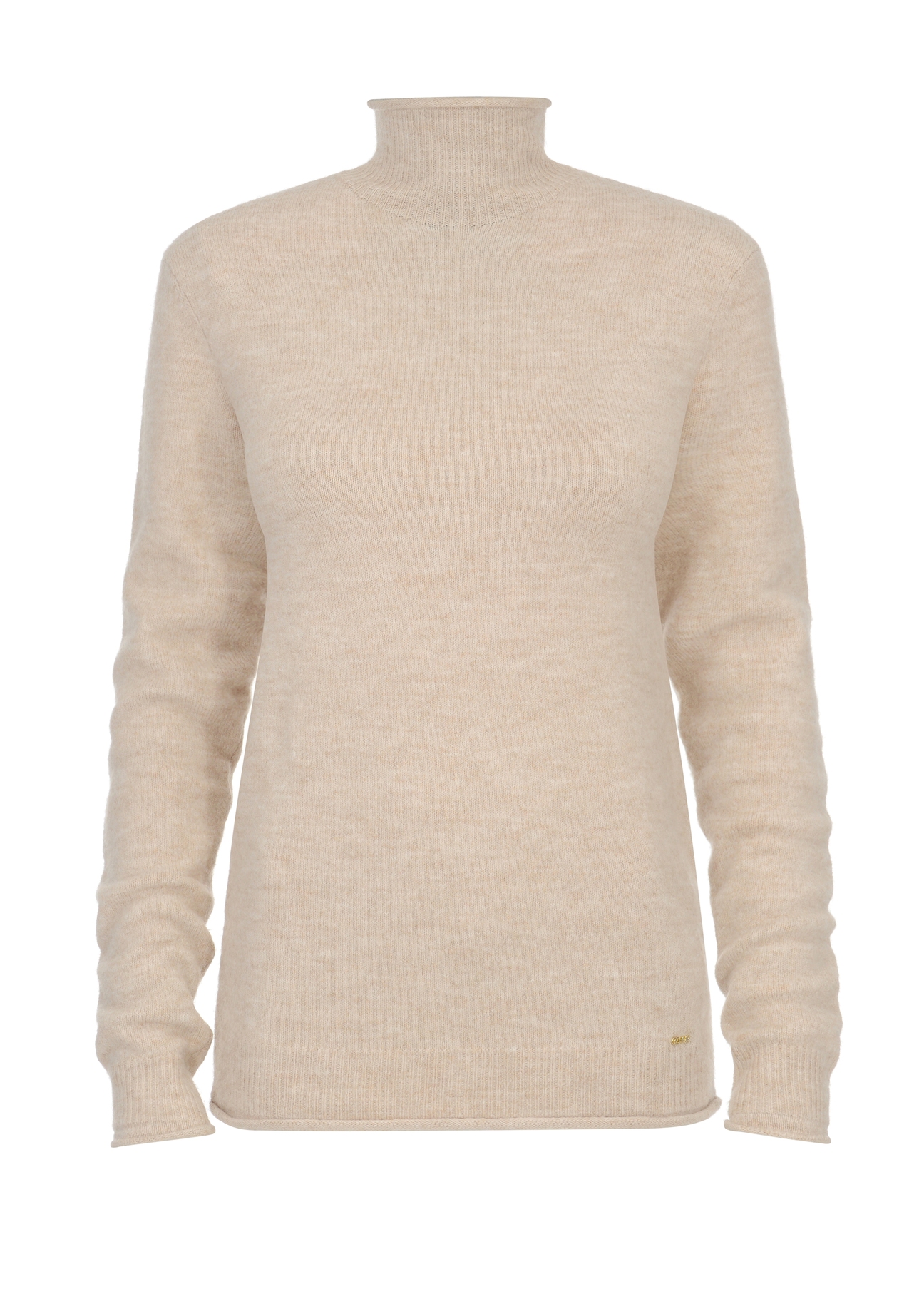 Beżowy sweter z golfem damski SWEDT-0164-81(Z23)-05