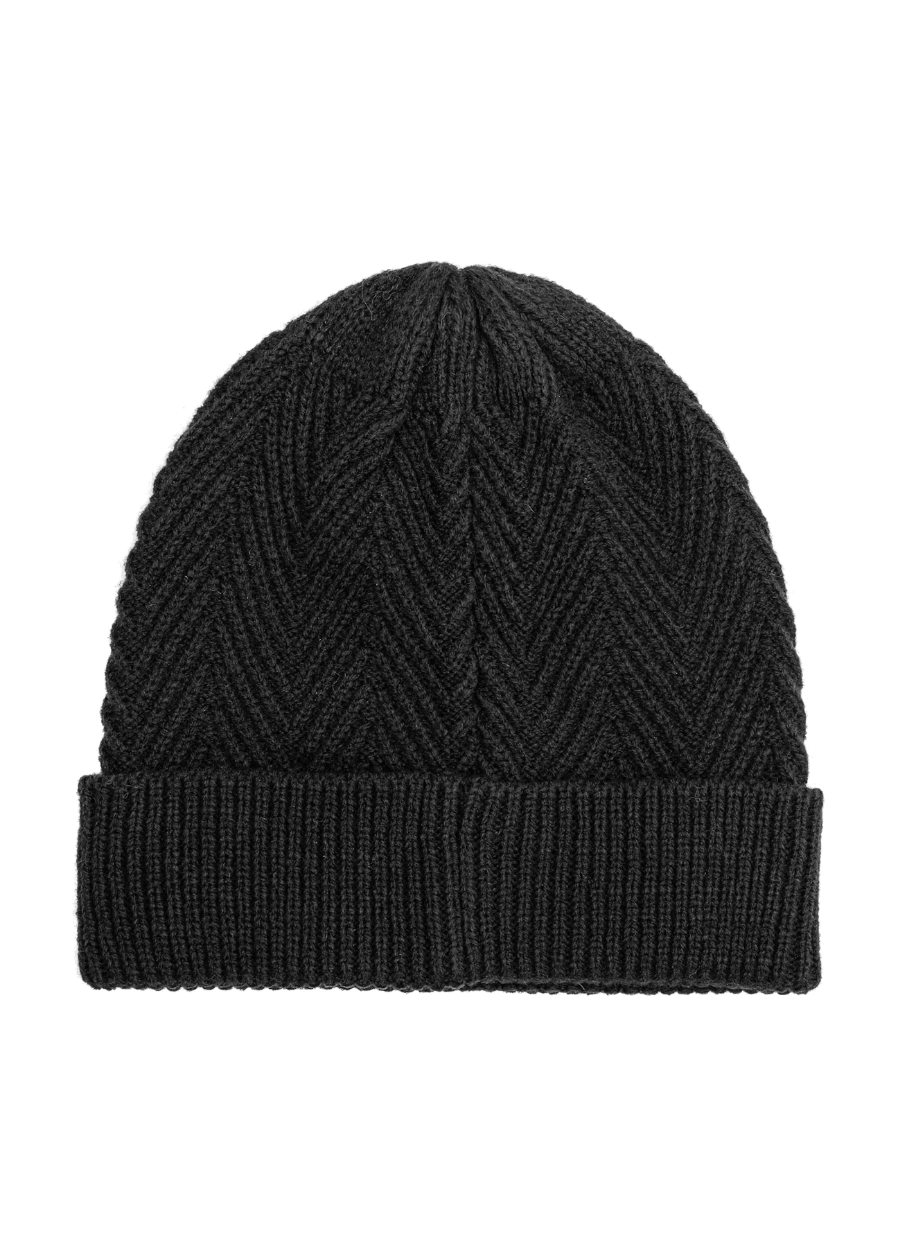Czarna czapka męska w jodełkę CZAMT-0057-99(Z26)