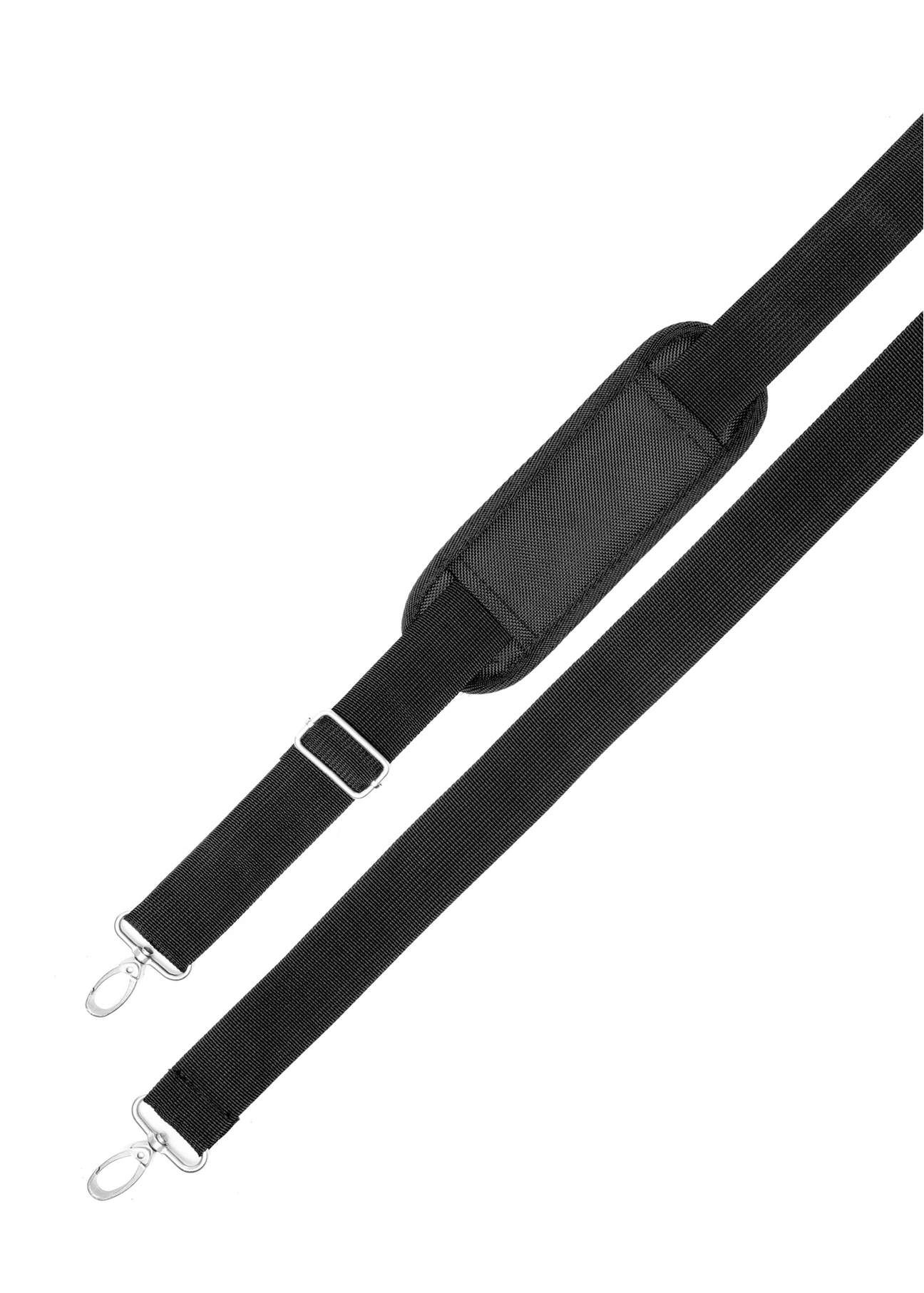 Czarna torba męska z nylonu TORMN-0420-99(W26), widok paska produktu na białym tle.
