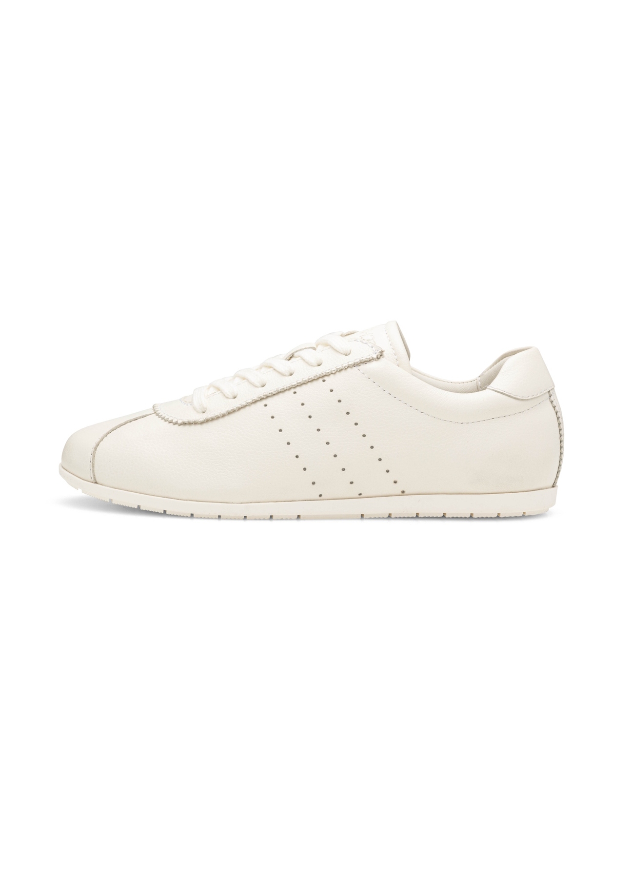 Kremowe skórzane buty damskie BUTYD-1261-0B(W26), widok produktu z boku na białym tle.