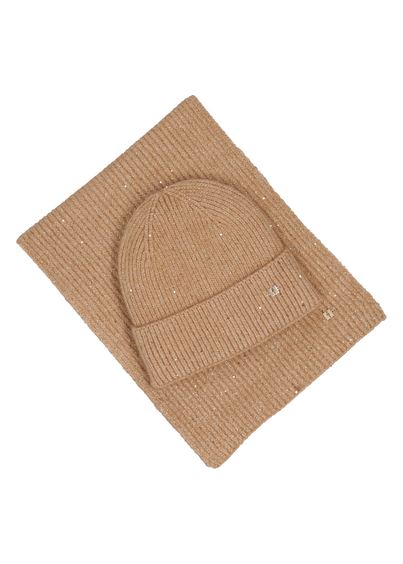 Camelowy zestaw czapka i szalik ZESTD-0016-1D(Z26)