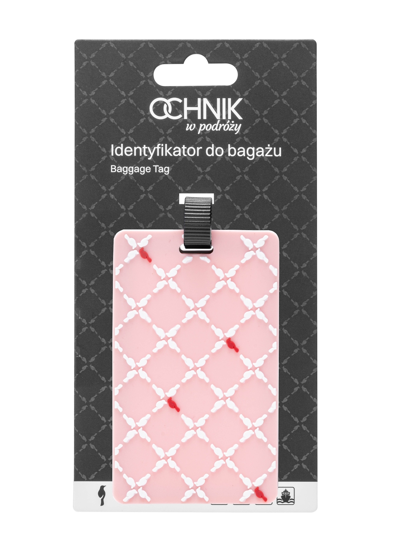 Identyfikator do bagażu AW-012-0007-34(W25), widok produktu z przodu na białym tle.