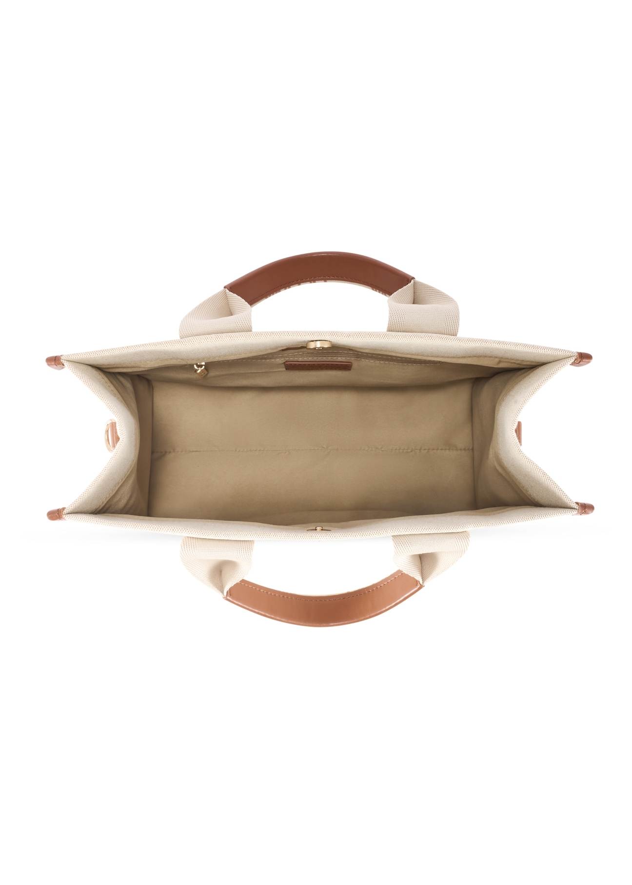 Beżowa damska torebka typu tote bag TOREN-0288A-1E(W26), widok produktu w środku na białym tle.