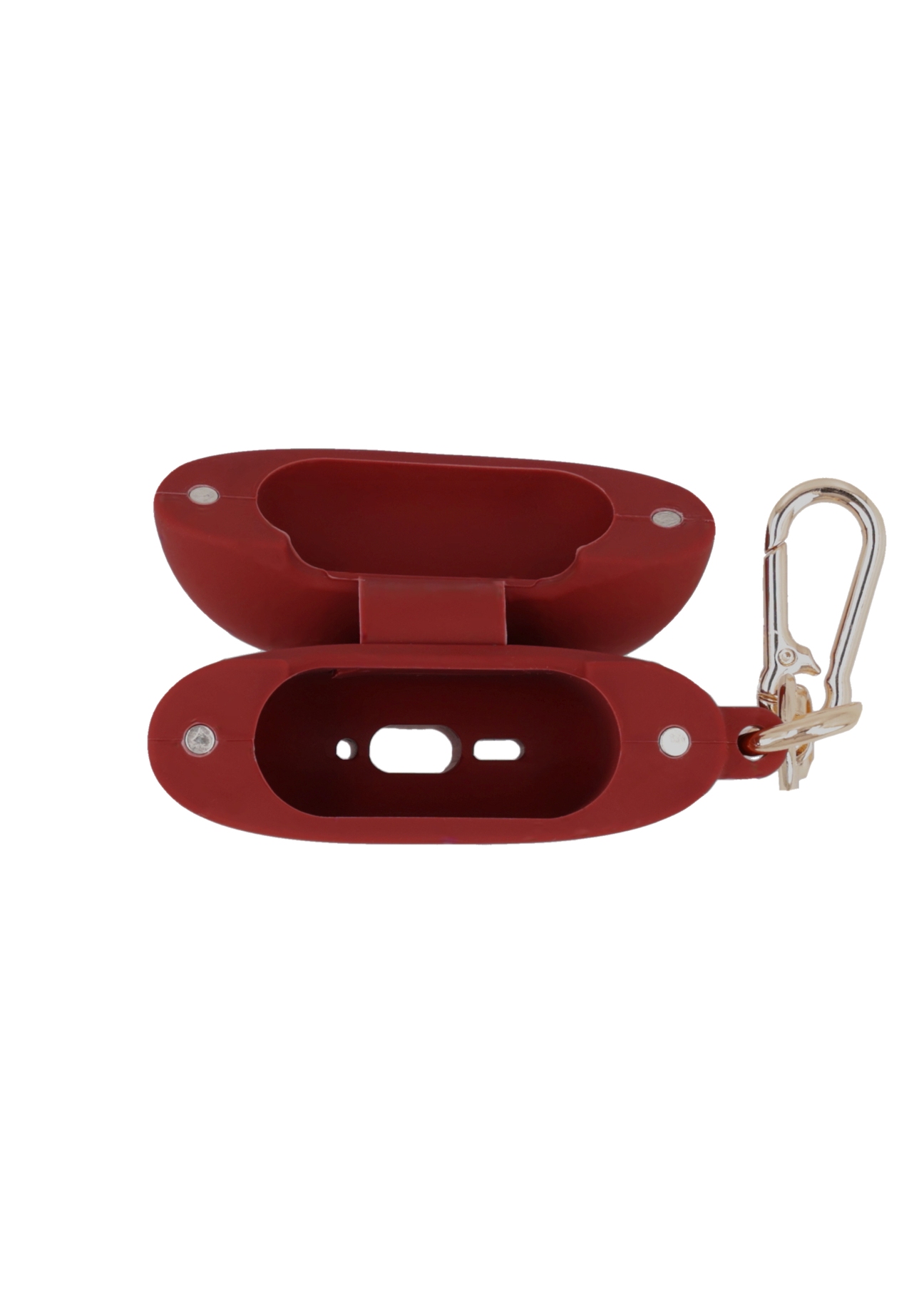 Bordowe etui na słuchawki BRELOK-0224-4D(Z26) - widok produktu z góry, na białym tle. 