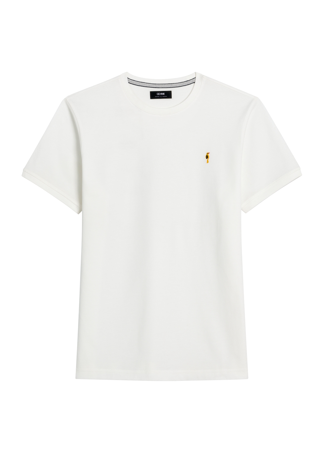 Kremowy bawełniany t-shirt męski TSHMT-0136-0B(W26)