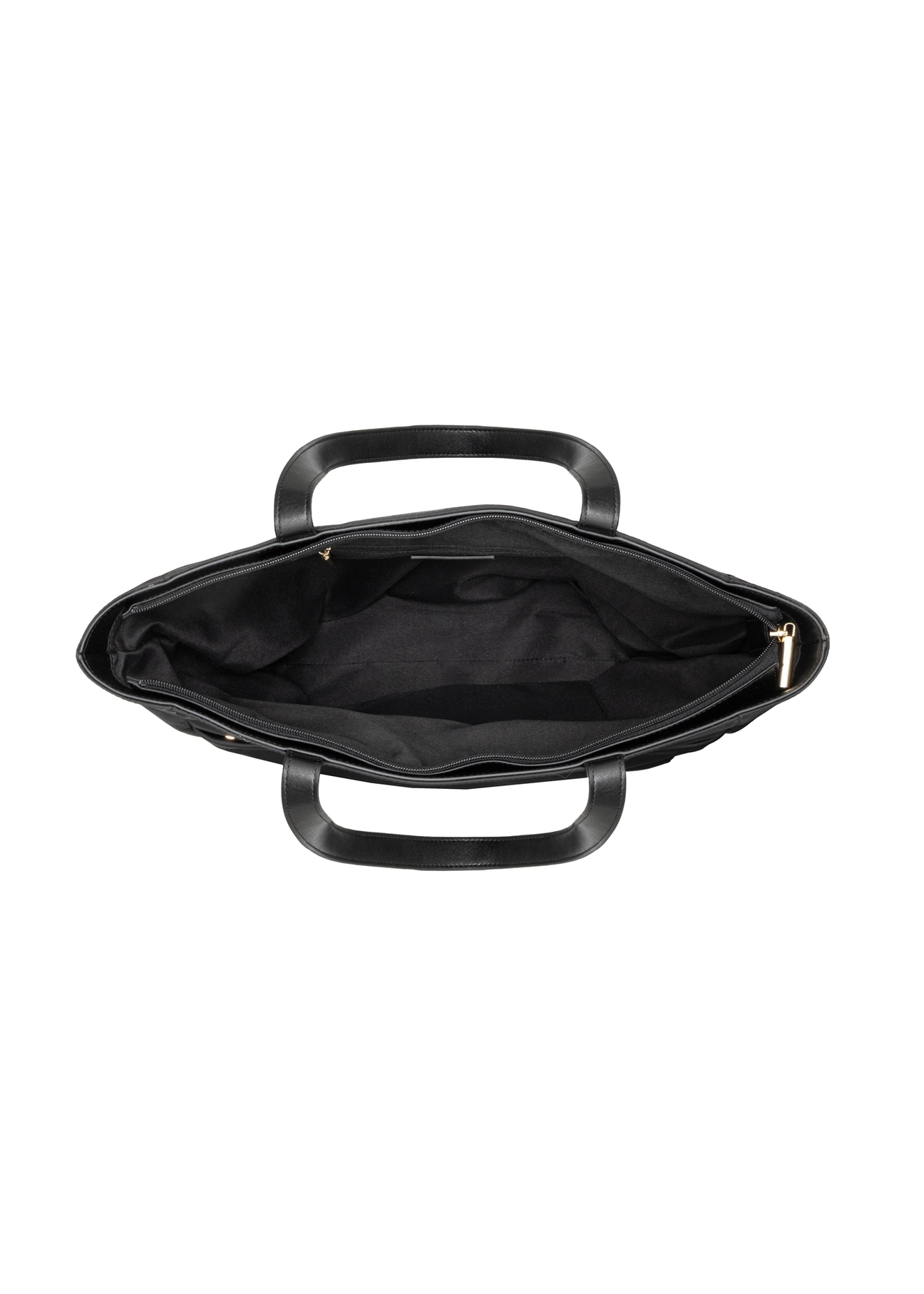 Duża czarna torba typu shopper TOREN-0353-99(Z26), widok produktu w środku na białym tle.