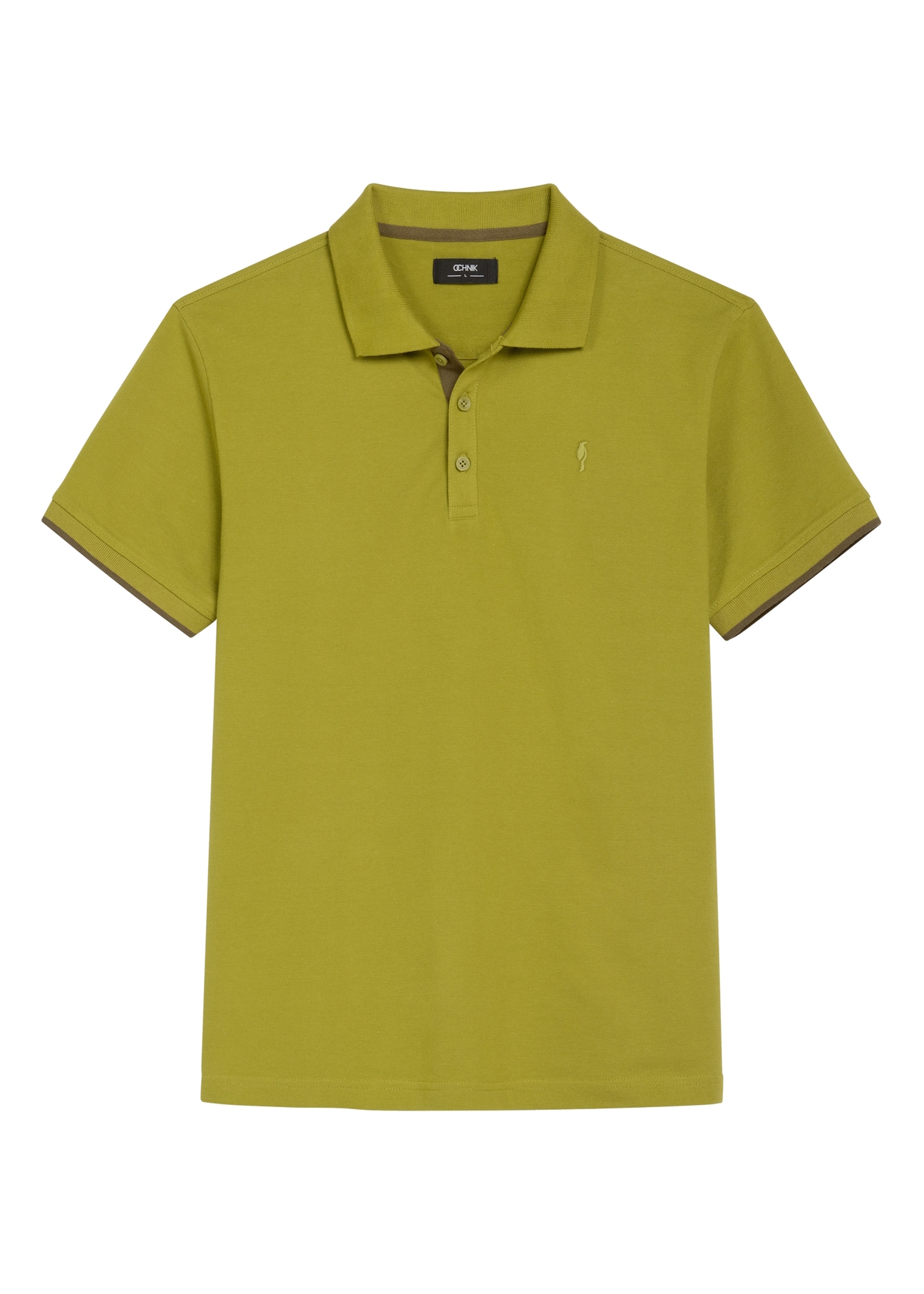 Oliwkowa koszulka polo z bawełny POLMT-0045B-8E(W26)